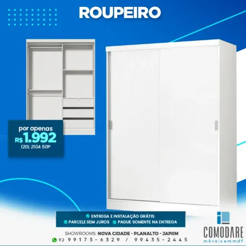 Roupeiro 2 Portas de Correr com Gavetas - R$ 1.992