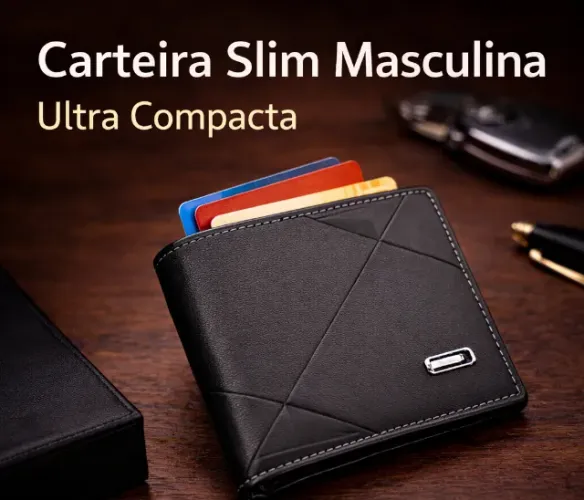Carteira Masculina Slim Couro Premium Compacta Porta Cartões