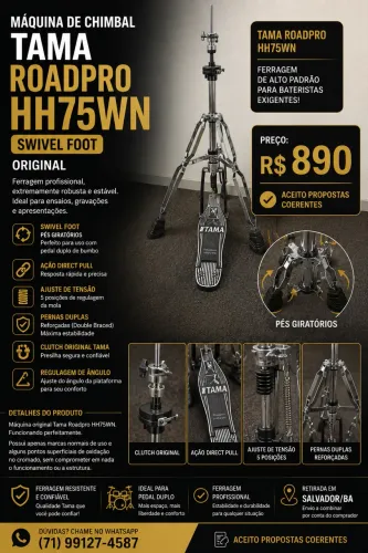 Máquina de Chimbal Tama Roadpro HH75WN | Swivel Foot | Original