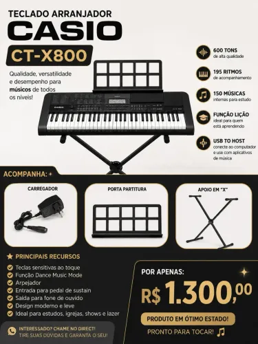 Teclado Arranjador Casio CT-X800 de 61 Teclas (Completo e Profissional)
