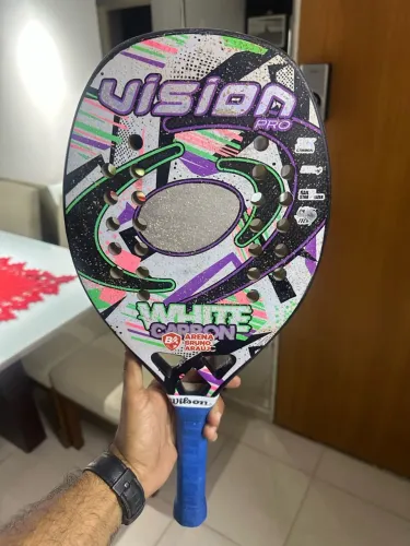 Raquete de beach tennis Vision White carbon 3k
