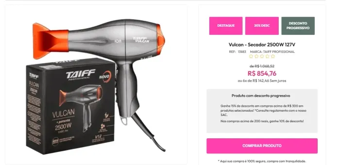 Secador taiff vulcon profissional