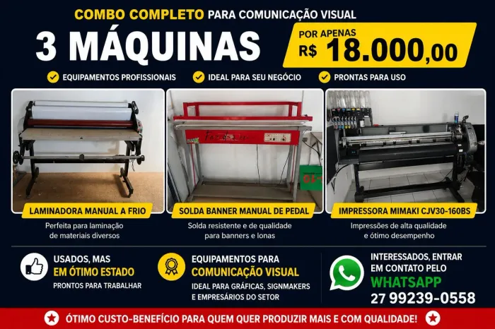 Impressora Mimaki, Laminadora e Solda banmer.Equipamentos para comunicação visual.