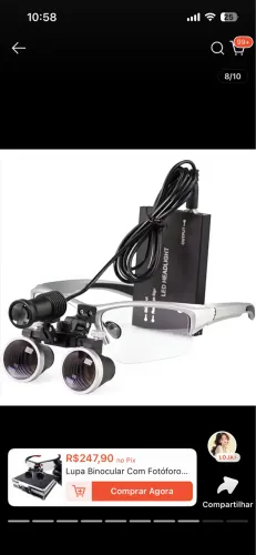 LUPA BINOCULAR PROFISSIONAL COM LED - NOVA