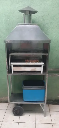 Carrinho de espetinho churrasco Top completo inox. Pronto pra trabalhar! São Vicente