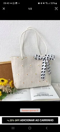 bolsa de praia de palha floral mini