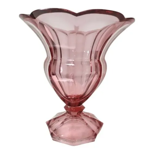 Floreira Vaso Rosa Cristal Borda Lapidada Robusta 