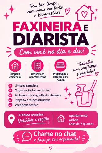 Faxineira e diarista Valinhos sp e região