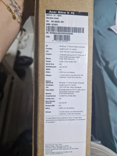 Notebook Acer Gamer