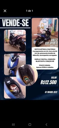 Moto Elétrica Volta EV01 Sport