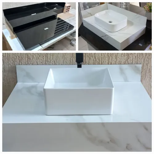 Bancadas em porcelanato p cuba sobrepor apoio pia de banheiro