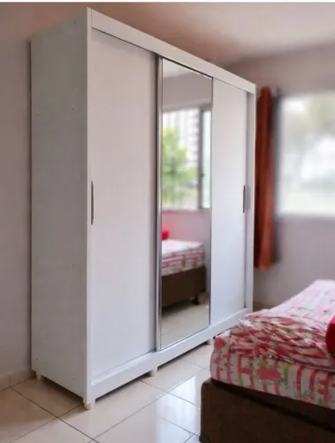 Guarda roupa Clara espelho inteiro - Branco 