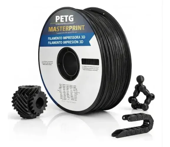 Filamento 3D PETG Preto Masterprint 1kg 1,75mm NOVO