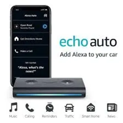 Alexa Portátil Echo Auto Para Carro Caminhão Onibus 12v