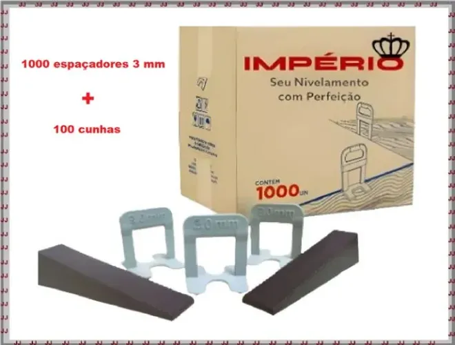 Cx com 1000 Espaçadores - nivelador de piso porcelanato 3 mm e 100 cunhas slim