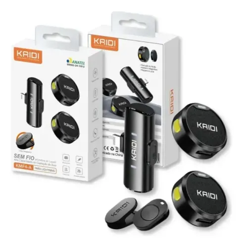 [Novo] Microfone Lapela KAIDI KMF4-A com conexão Iphone e Tipo C
