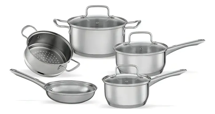 Brinox - Jogo de Panelas Aço Inoxidável Fundo Triplo 5 Peças Jasmin com Indução - Inox