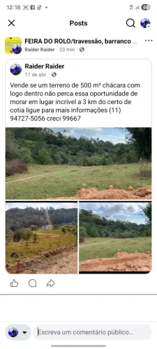 Terreno chácara 500 m2