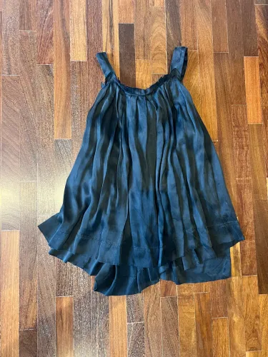 Bata túnica blusa de seda pura estimada preta TAM p, 38