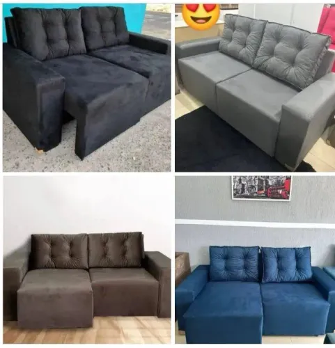 SOFAS NOVOS Retratil 2 lugares Tecido Suede Premium Cristal