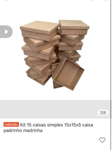Kit 15 caixas simples 15x15x5 caixa padrinho madrinha