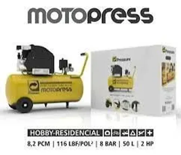 Compressor de ar portátil pressure motopress 50l elétrico 2hp 8pés 220v praticamente novo