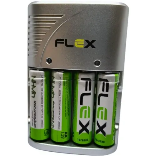 Carregador de Pilhas + 4 Pilhas Aa 2900mah Bivolt Fxc164p Flex *ENTREGA GRÁTIS*