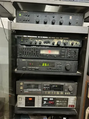 Lote Som Vintage Anos 80 Cygnus Gradiente Akai Sony - 9 Itens (2 Toca-Discos)
