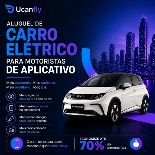 Locação de carro elétrico (Dolphin GS) para motorista de aplicativo
