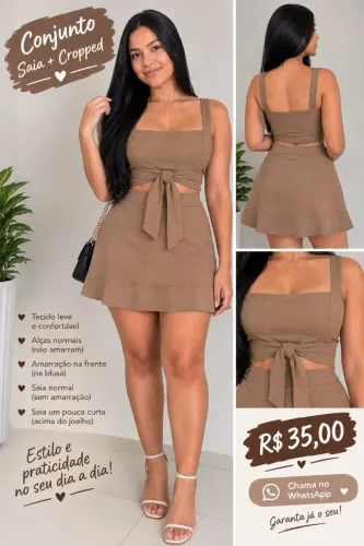 Conjunto saia é cropped