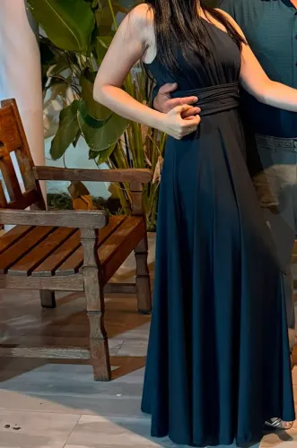 Vestido festa preto tecido fluid