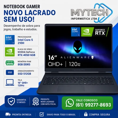 DELL ALIENWARE AURORA 16 CORE 5 210H RTX 4050 6GB NOVO LACRADO