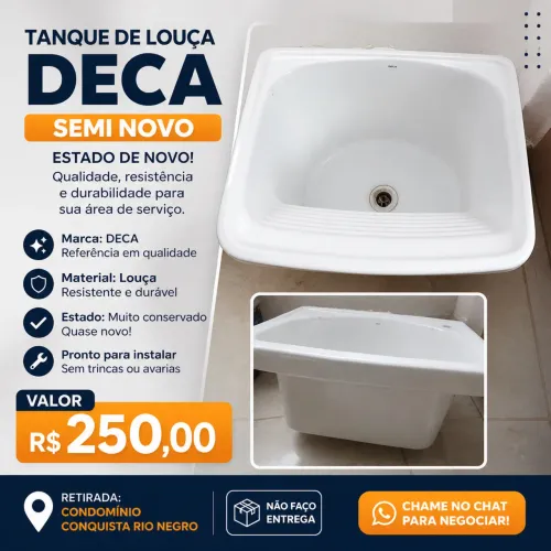 Tanque de Louça DECA Semi Novo - Estado de Novo - R$250