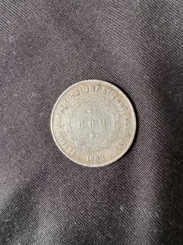 Moeda de prata imperial 1852 500 Réis
