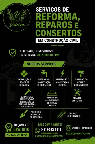 Pedreiro, pintor, azulejista, carpinteiro, encanador, eletricista