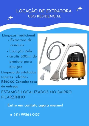 Locação de Extratora para limpeza  R$60,00