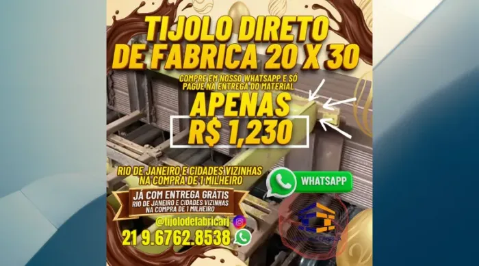tijolo 10 furos 20x30 orçamento sem compromisso 