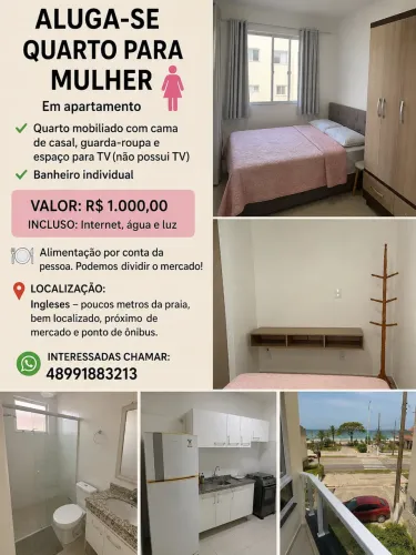 Aluguel de Quarto para mulher