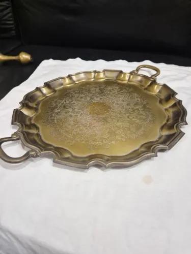 Bandeja Grande Antiga Alpaca Silver Plate 46cm - Old English