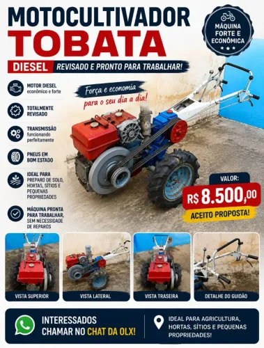 Motocultivador Tobata Diesel - Revisado e Pronto para Trabalhar