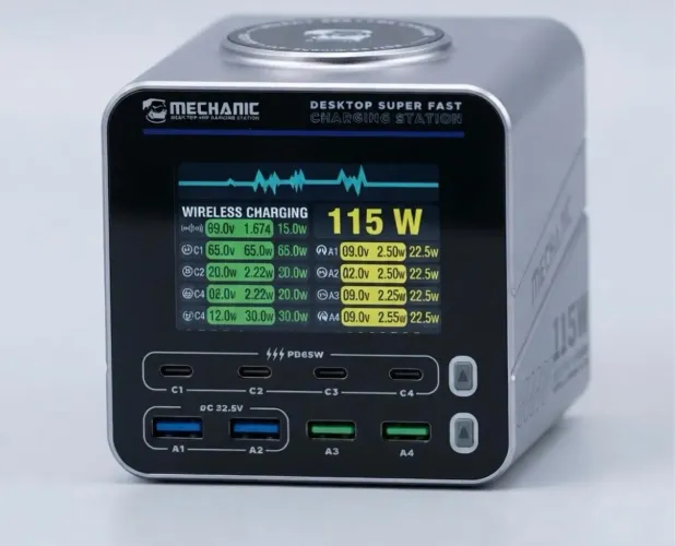 Estação De Carregamento Gan 160w 8 Portas Usb-c Usb-a Com