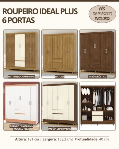 Guarda Roupa Ideal 1.53m Largura - Entrega e Monta na Hora