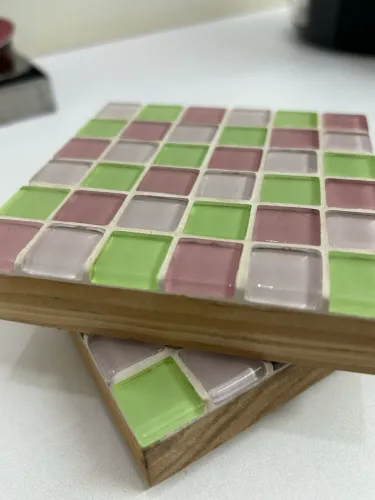 2 porta copos artesanal em mosaico e pastilha de vidro