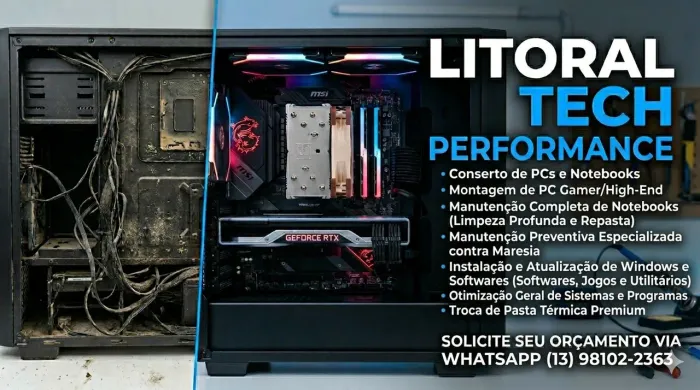  Conserto de PC e Notebook | Limpeza, Formatação e Montagem | Litoral Tech