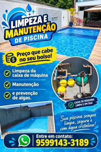 Limpeza e manutenção de piscina.