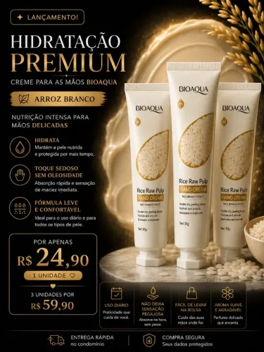 ? Creme de Arroz ? Pele Macia, Hidratada & Radiante