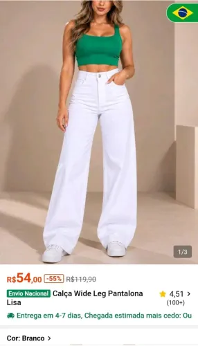 Título: Calça Jeans wide leg Feminina Nova com Etiqueta - Tam. 36/38