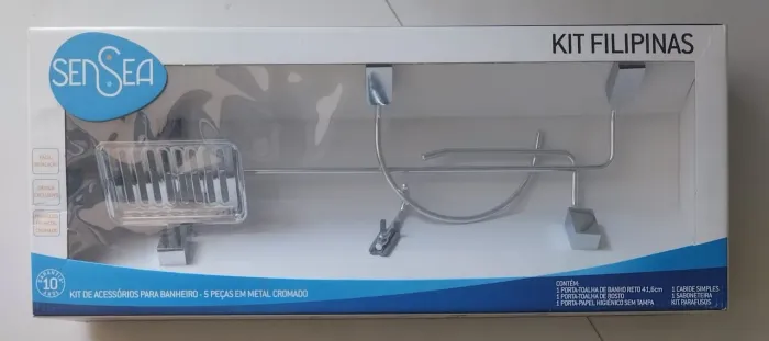 Kit completo para banheiro em metal cromado