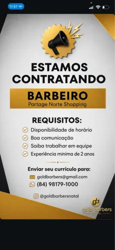 VAGA DE BARBEIRO NA GOLD BARBERS
