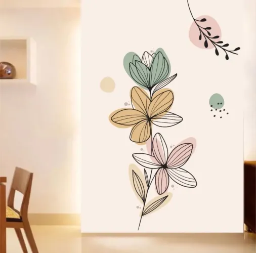 Adesivo Parede Sala Quarto Boho Chic Floral Folhagem B97